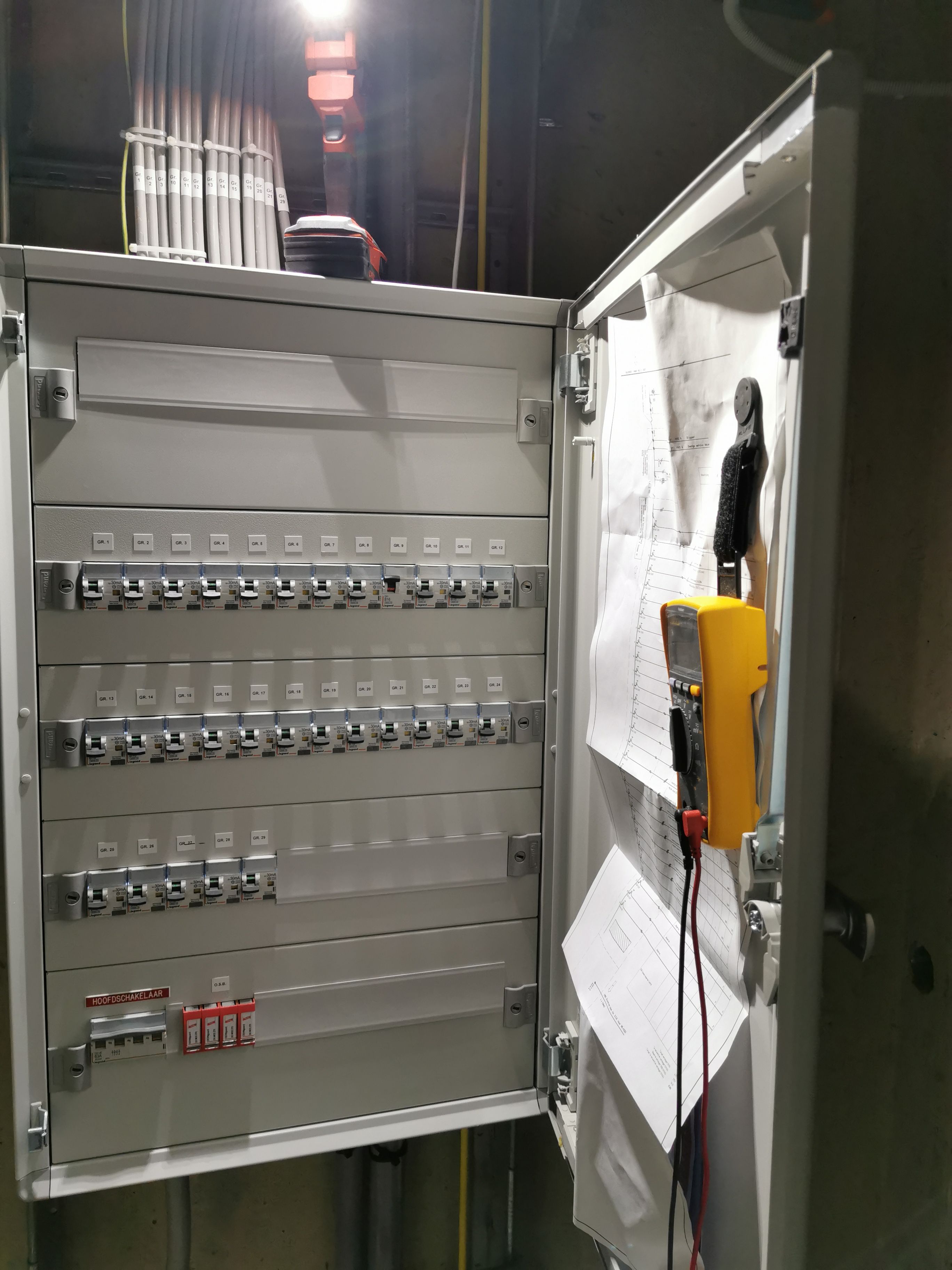 Distribution board with circuit breakers